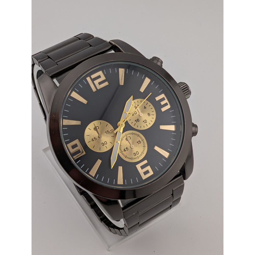 George Watch Men 46mm Case Black‎ 7.75" Band- New Battery